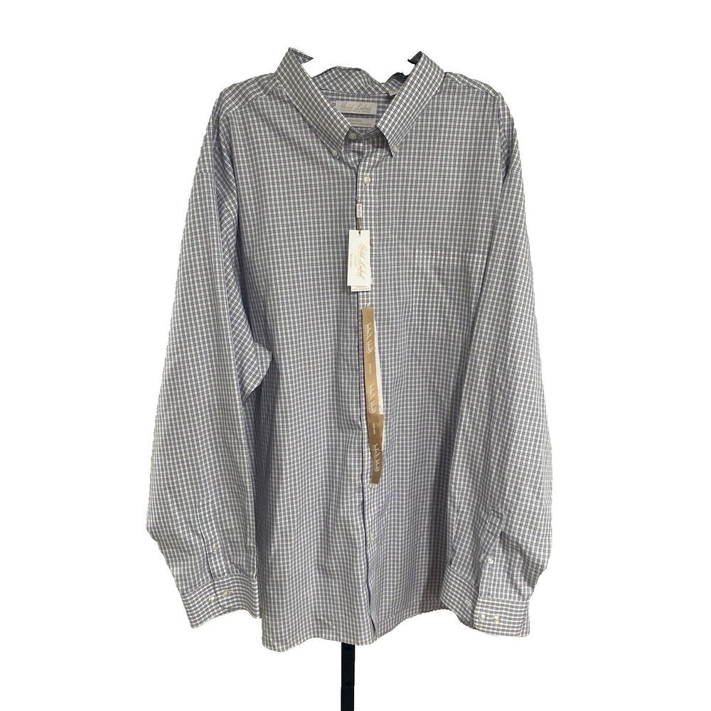 Gold Label Mens button down shirt white tan blue sz 4XLT BRAND NEW $89.50 A4